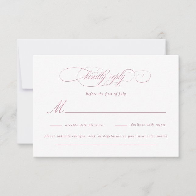 Classic Script Elegance Wedding RSVP Card (Front)