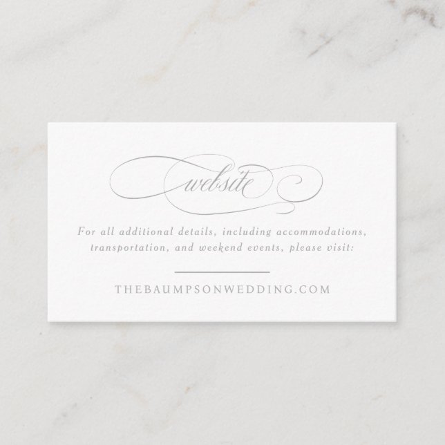 Classic Script Elegance Wedding Small Website Enclosure Card (Front)