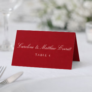 Classic Script Elegant Custom Names Red Place Card