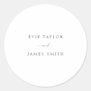 Classic Script Elegant Minimalist Wedding Round Sticker