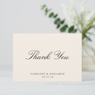 Classic Script Elegant Wedding Custom Ivory Thank You Card