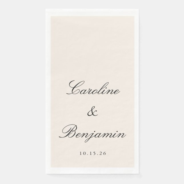 Classic Script Elegant Wedding Custom Name Ivory Napkin (Front)