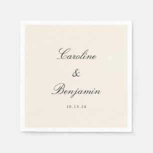 Classic Script Elegant Wedding Custom Names Ivory Napkin