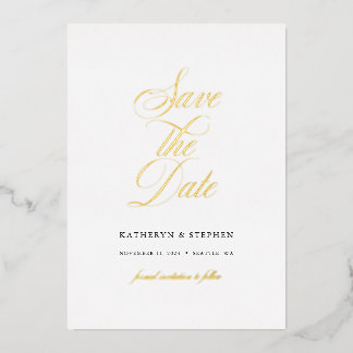 Classic Script Elegant Wedding Save The Date Gold