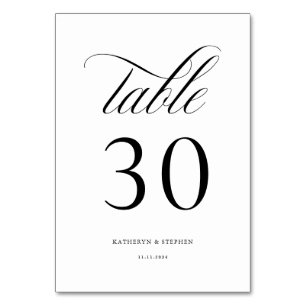 Classic Script Elegant Wedding Table Number 30