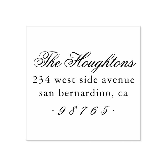 Classic Script Family Name Return Address Rubber Stamp (Imprint)