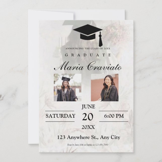 Classic Script Gold Photo Graduation Invitation (Front)