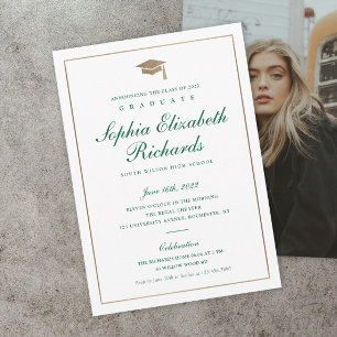 Classic Script Gold Photo Graduation Invitation