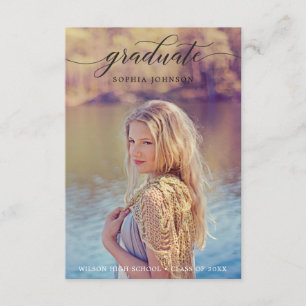 Classic Script Graduation Announcement with Photo