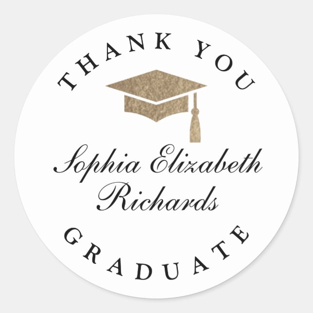 Classic Script Graduation Thank You Classic Round Sticker (Front)