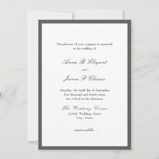 Classic Script Green Wedding Invitation