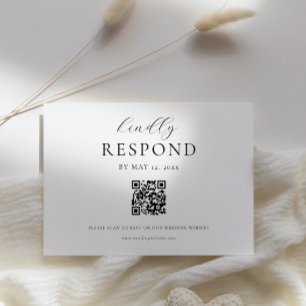 Classic Script Modern QR Code Wedding RSVP Card