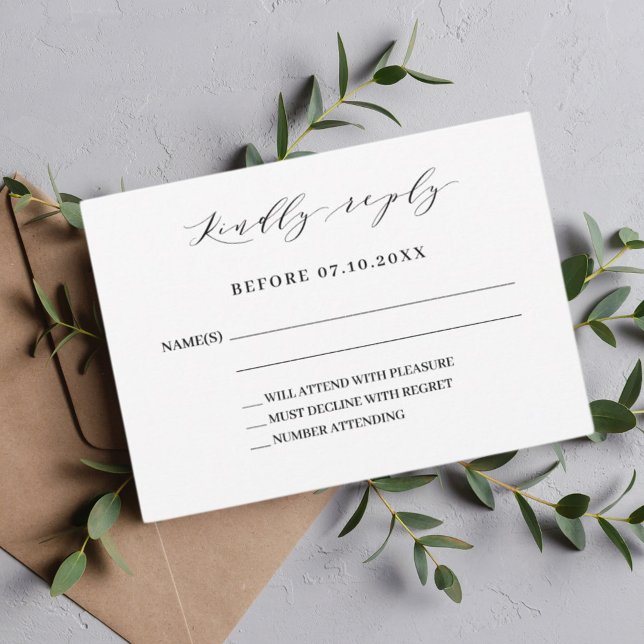 Classic script modern wedding response RSVP Card (Creator Uploaded)