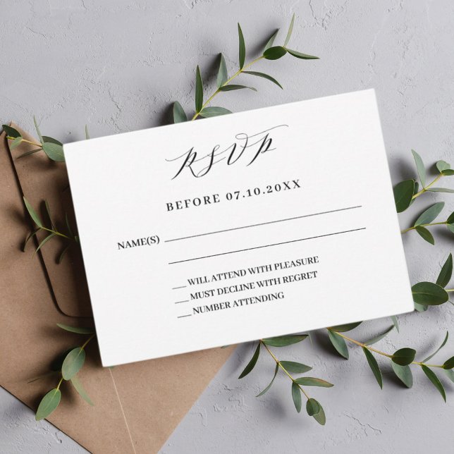 Classic script modern wedding response RSVP Card (Creator Uploaded)