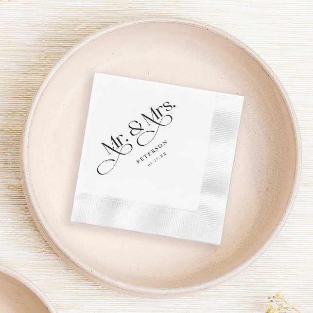Classic Script Mr. and Mrs. Wedding Napkin (Creator Uploaded)