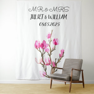 Classic Script Mr & Mrs Wedding Backdrop banner Tapestry