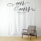Classic Script Mr & Mrs Wedding Backdrop Banner