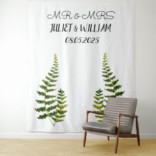 Classic Script Mr & Mrs Wedding Backdrop banner Tapestry