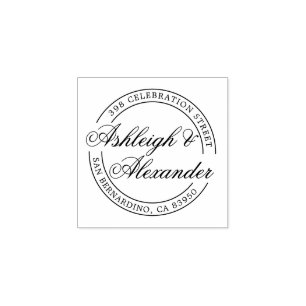 Classic Script Names Round Return Address Rubber Stamp