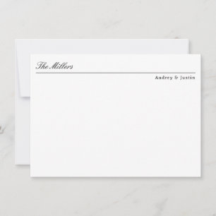 Classic Script Offset Name Black Personalised Flat Card