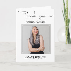 Classic Script Pallbearer Thank You Photo Card