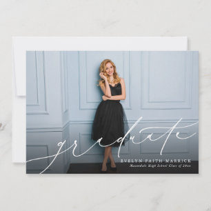 Classic script photo graduation announcement