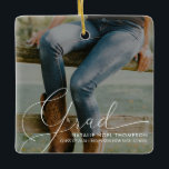 Classic Script Photo Modern Cool Graduation Party Ceramic Ornament<br><div class="desc">Capture the memories and celebrate the achievements of your favourite graduate with our Classic Script Photo Modern Cool Graduation Party Ceramic Ornament. This personalised keepsake is the perfect way to commemorate their college or high school graduation and cherish the milestone for years to come. Customised with their name and photo,...</div>