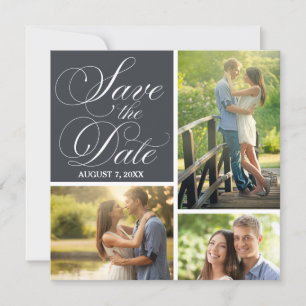Classic Script Save The Date Photo Collage