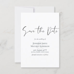 Classic Script Save the Date White with envelopes