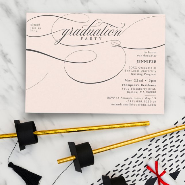 Classic Script Soft Pink Graduation Party Invitation (Creator Uploaded)