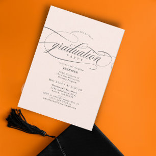 Classic Script Soft Pink Grey Graduation Party Invitation