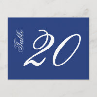 Classic Script Table Numbers (White / Navy Blue)