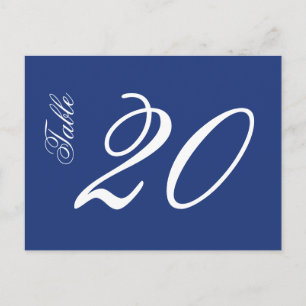 Classic Script Table Numbers (White / Navy Blue) Postcard