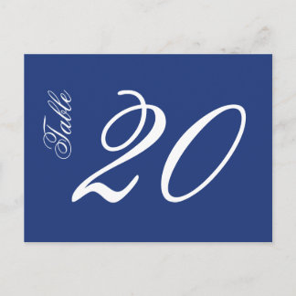 Classic Script Table Numbers (White / Navy Blue) Postcard