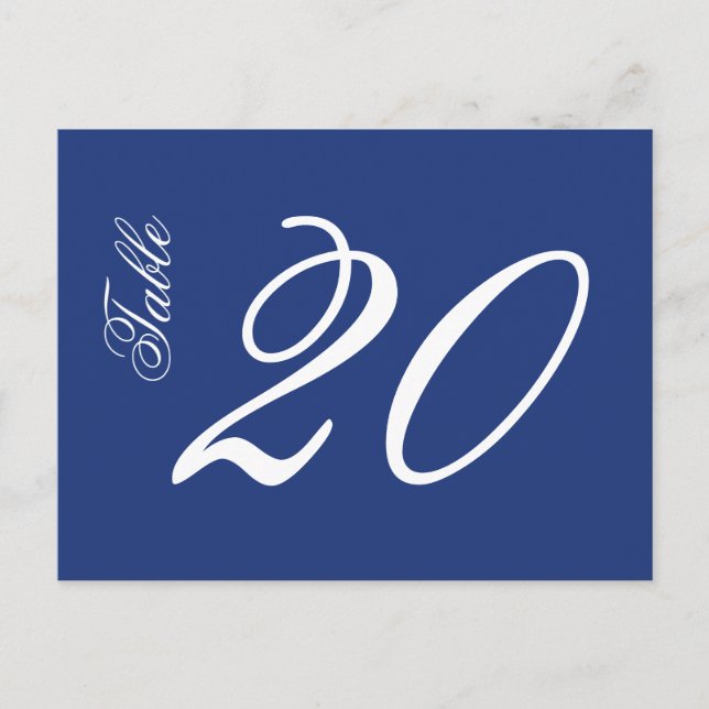 Classic Script Table Numbers (White / Navy Blue) Postcard (Front)