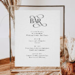 Classic Script The Bar Wedding Drinks Menu Sign<br><div class="desc">Classic Script The Bar Wedding Drinks Menu,  Minimalist Modern Wedding Bar Menu Sign,  Drunk In Love,  Alcohol Wedding Drink Menu</div>