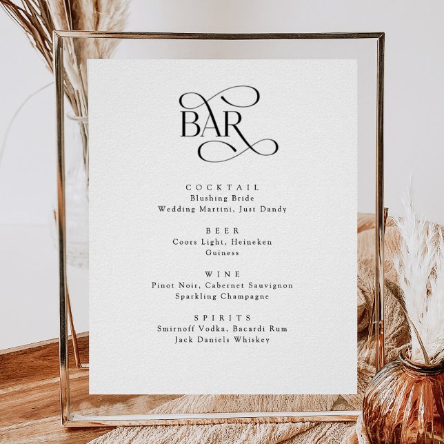 Classic Script The Bar Wedding Drinks Menu Sign (Creator Uploaded)