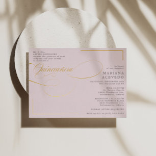 Classic Script Traditiona Wording Pink Quinceañera