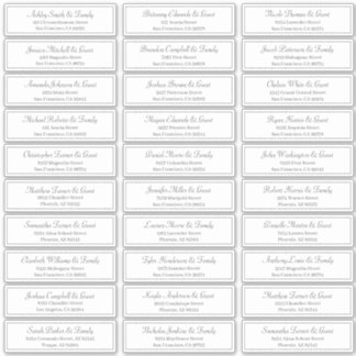 Classic Script Wedding Guest Names Address