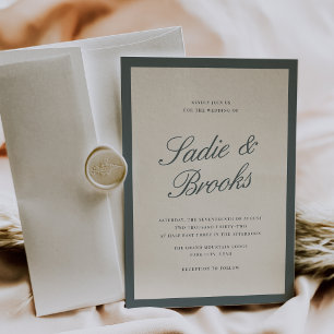 Classic Script Wedding Invitation Smoked Spruce