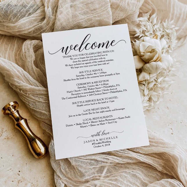 Classic Script Wedding Itinerary - Wedding Welcome Programme (Creator Uploaded)