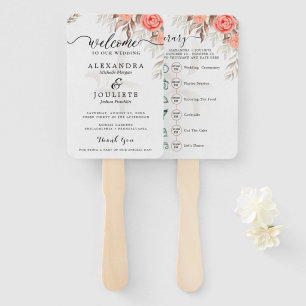 Classic Script Wedding Program and Timeline Hand F Hand Fan