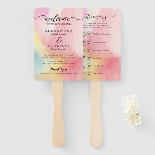 Classic Script Wedding Program and Timeline Hand F Hand Fan