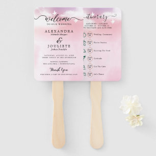 Classic Script Wedding Program and Timeline Hand F Hand Fan
