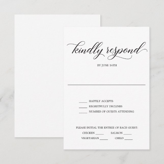 Classic Script Wedding RSVP Card (Front/Back)