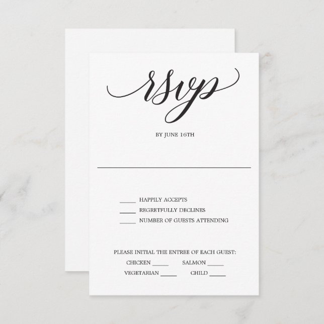 Classic Script Wedding RSVP Card (Front/Back)