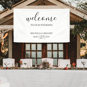 Classic Script Welcome Wedding Hanging Sign 