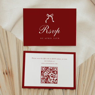 Classic Script Wine Red Coquette Graduation Party RSVP Card