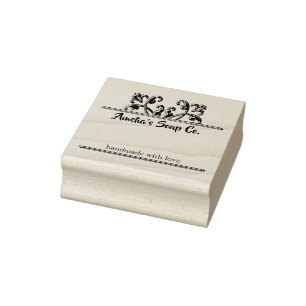 Classic Scroll Soap Label Wood Art Stamp