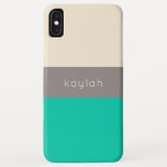 Classic Seafoam Colour Block with Name iPhone XS Max Case<br><div class="desc">A classic design with simple chic colour bock elements in deep seafoam green,  taupe and neutral sand beige has a designer look. Personalise the text template with your name,  monogram or other desired text.</div>